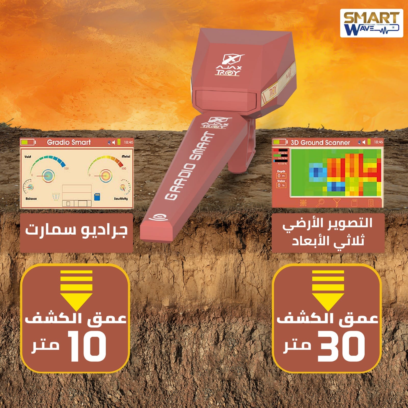 اجاكس تروي (AJAX TROY )  احدث جهاز لكشف المعادن و الدفائن و الفراغات باحترافية .