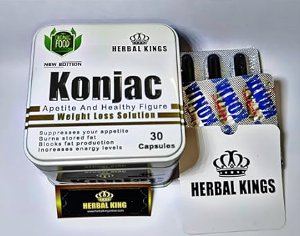كبسولات كونجاك الاصلي من هيربال كينج للتخسيس وحرق الدهون 30 كبسولة – Herbal kings konjac capsules