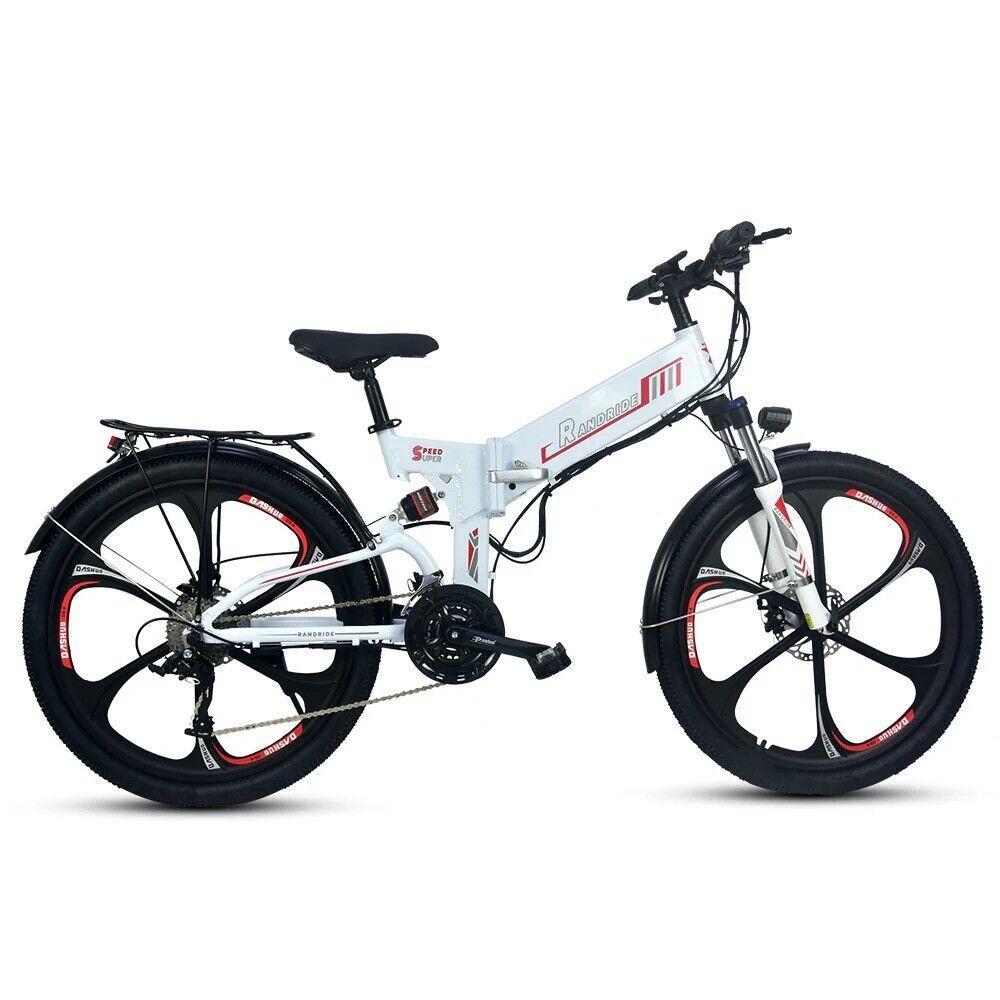 RANDRIDE 17AH Foldable Ebike 750W Electric Folding Bike 26 Commuter Ebike White