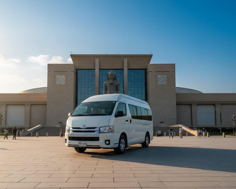 لزيارة Grand Egyptian Museum استئجار ميكرروباص تويوتا هاي اس 14 راكب