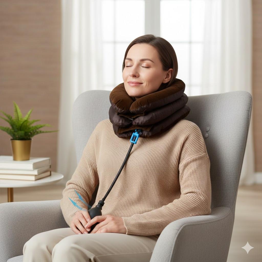 "وسادة الرقبة الهوائية… راحة فورية وعلاج فعّال لآلام الرقبة"